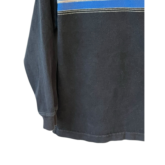 Old Navy Boys Shirt Size Medium Black Blue Stripe - Picture 4 of 8